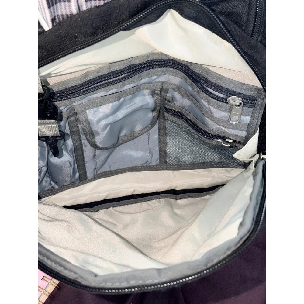 High Sierra Backpack Black Gray Plaid Multi Pocket Padded Laptop School Travel